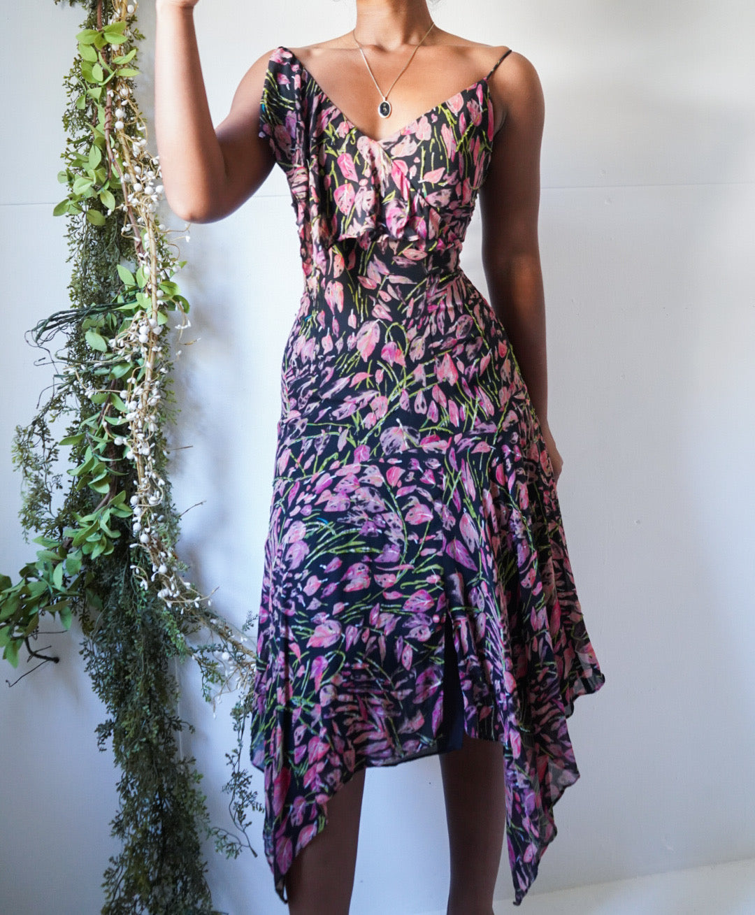 Y2K Romantic Silk Beaded Dress