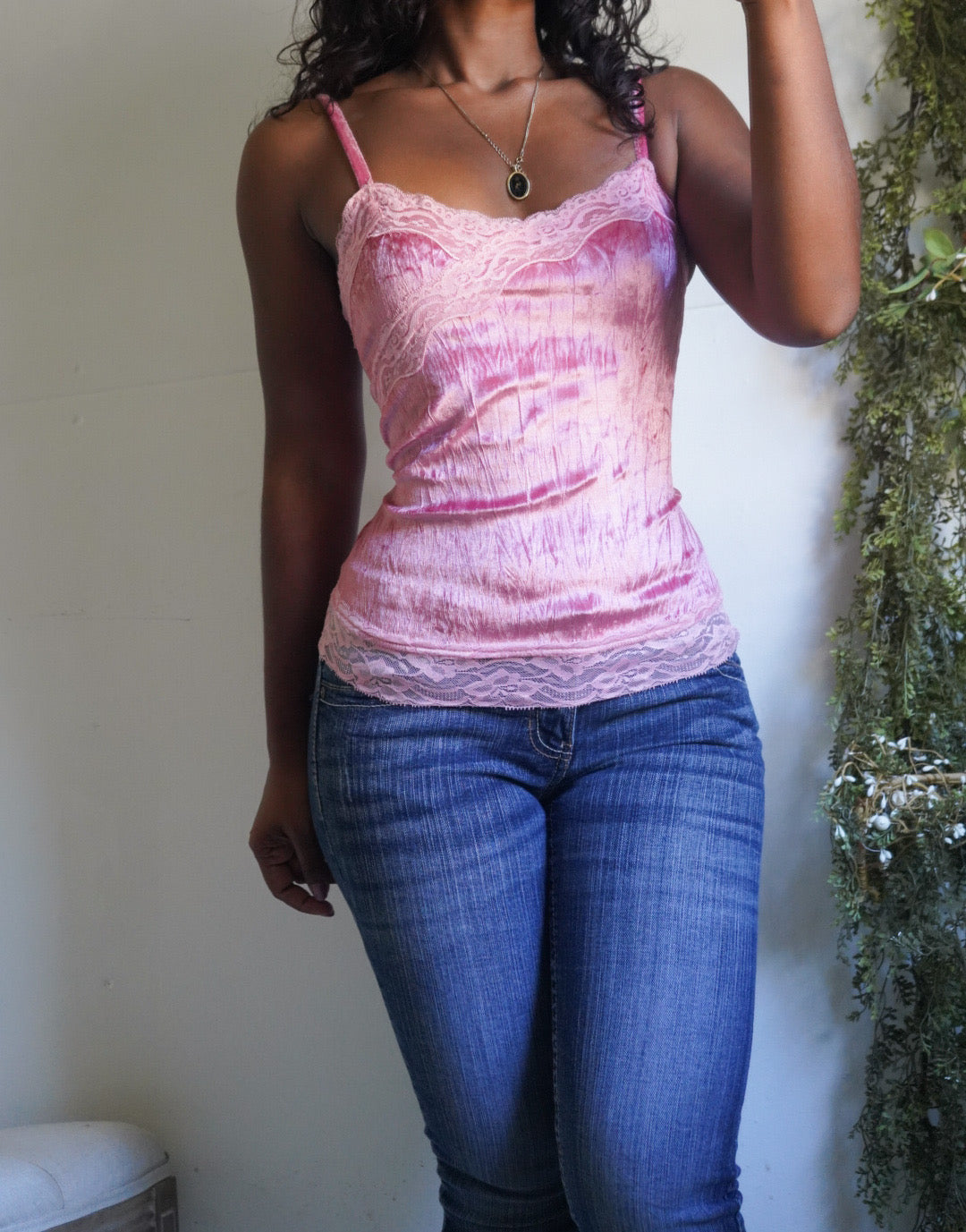Y2K Pink Crushed Velvet Tank