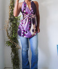 Y2K Psychedelic Print Halter Top