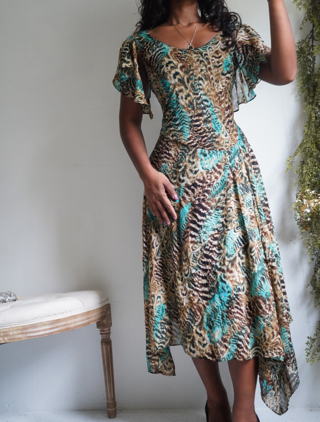 Y2K Abstract Animal Print Fairy Hem Dress