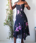 Y2K Staple Pink Floral Black Slip Dress