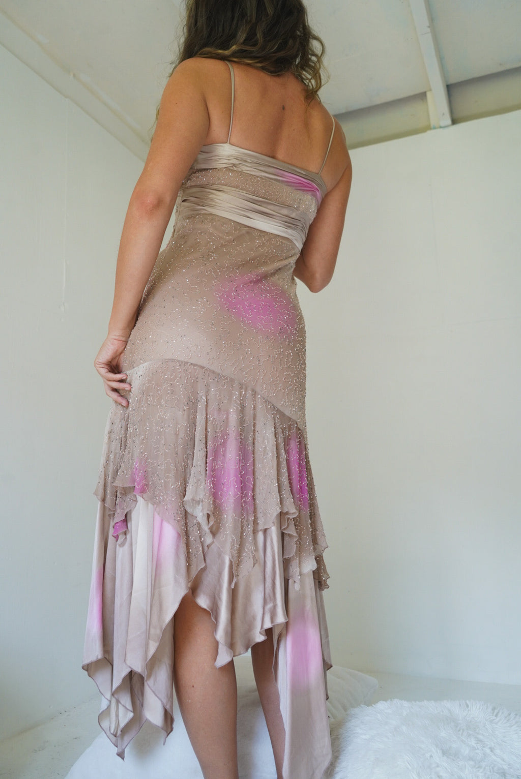 Y2k silk beaded fairy dress