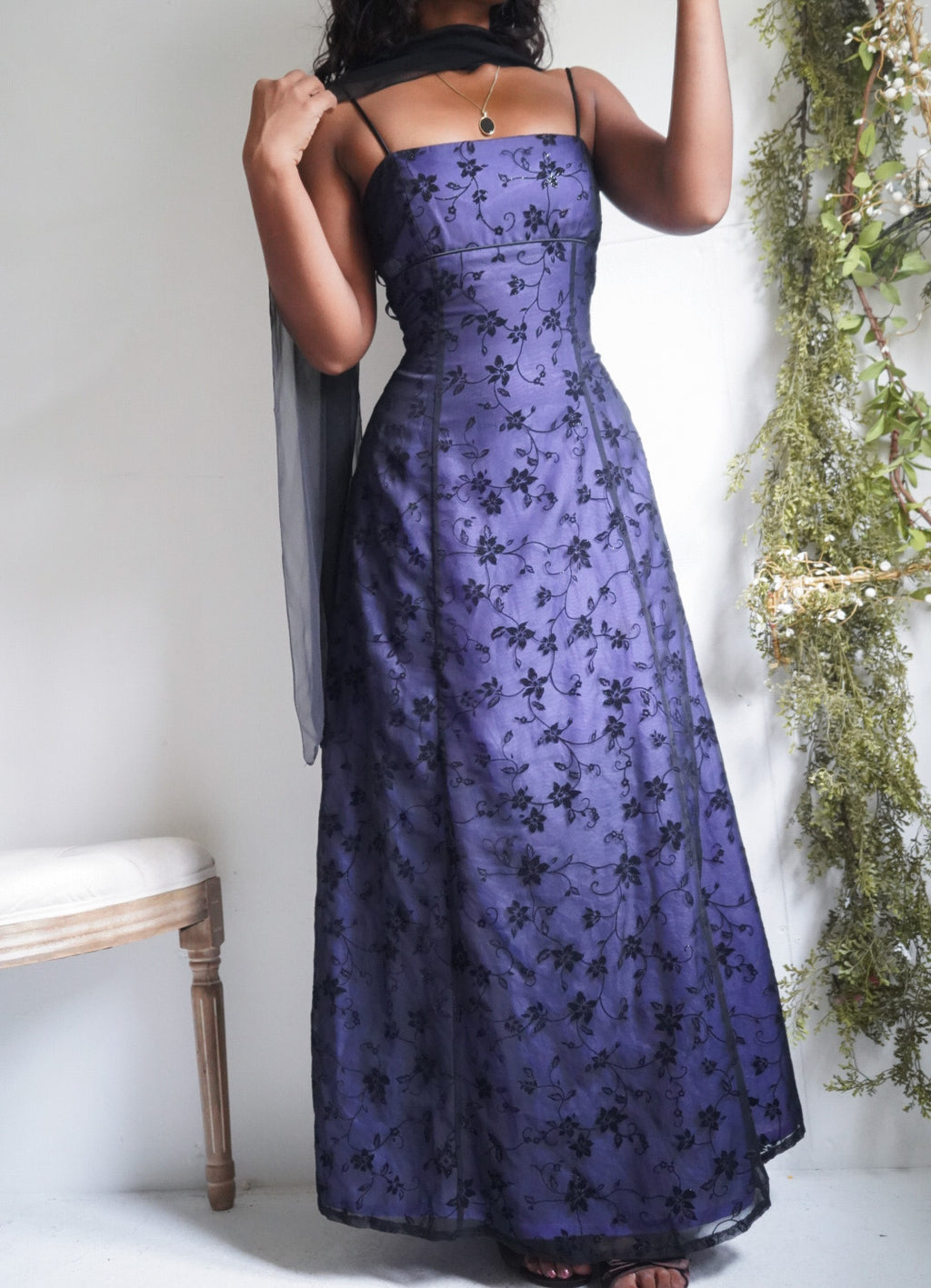 Y2K Violet Blue Layered Gown