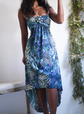 Y2K Peacock Strapless Boho Dress