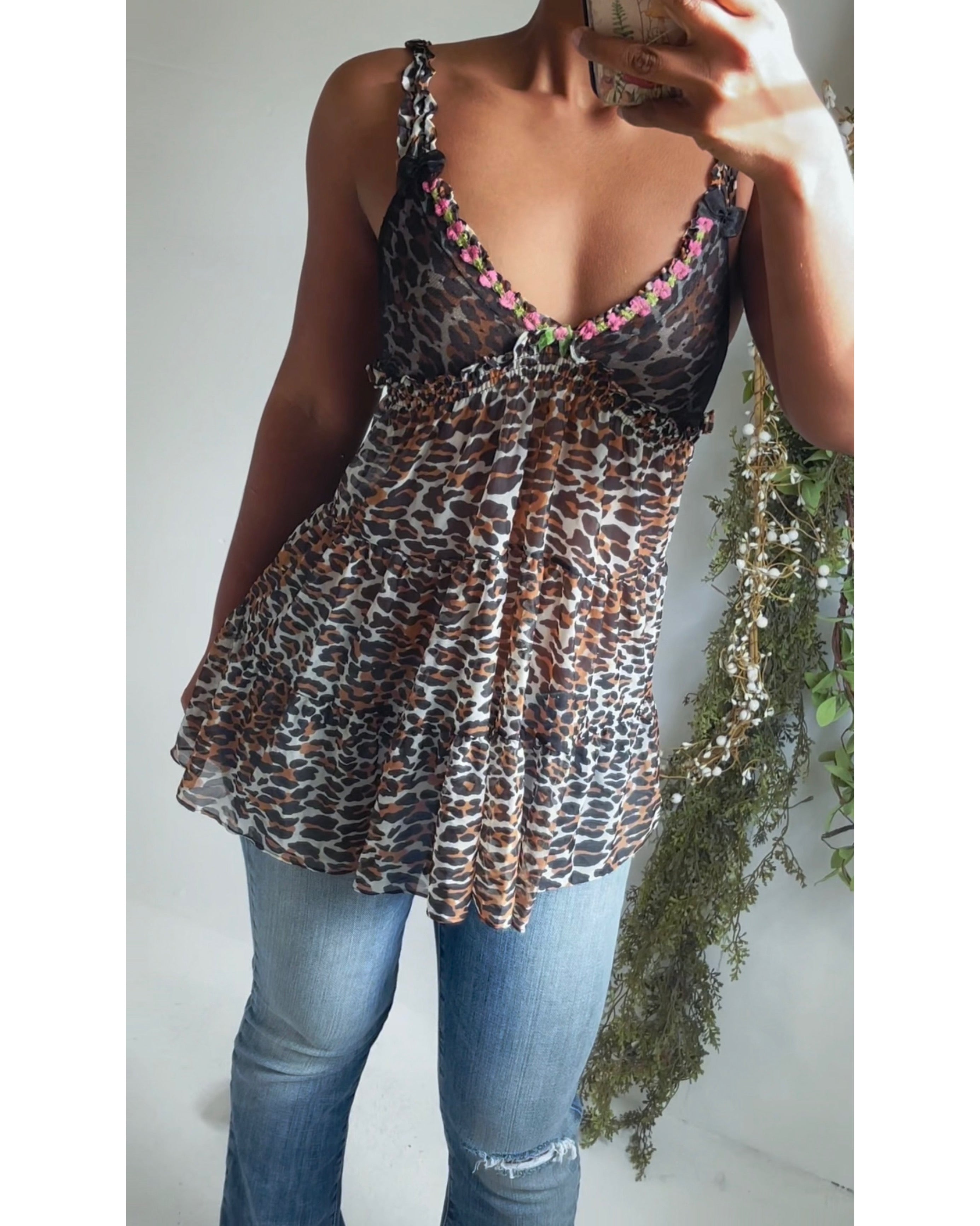Vintage Y2K Animal Print Betsey Johnson Babydoll