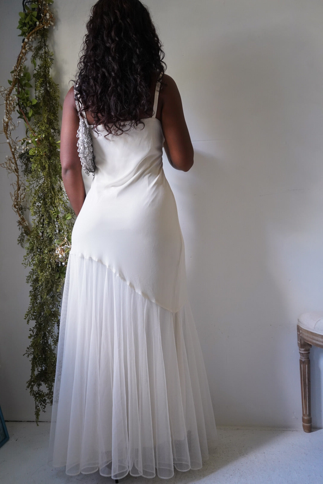 Y2K Ivory Tulle Hem Gown