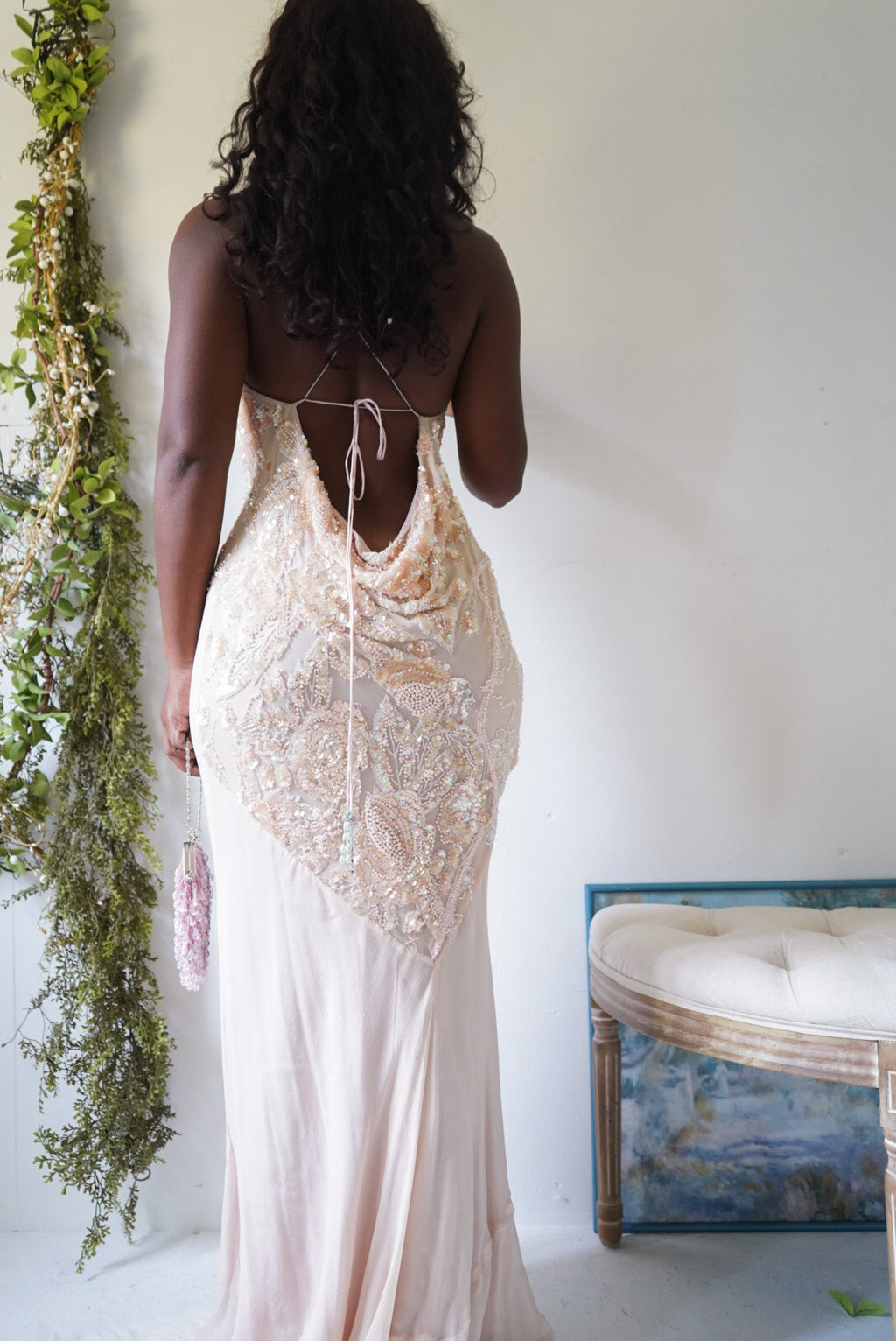 Pale Nude Reworked Handmade Silk Gown