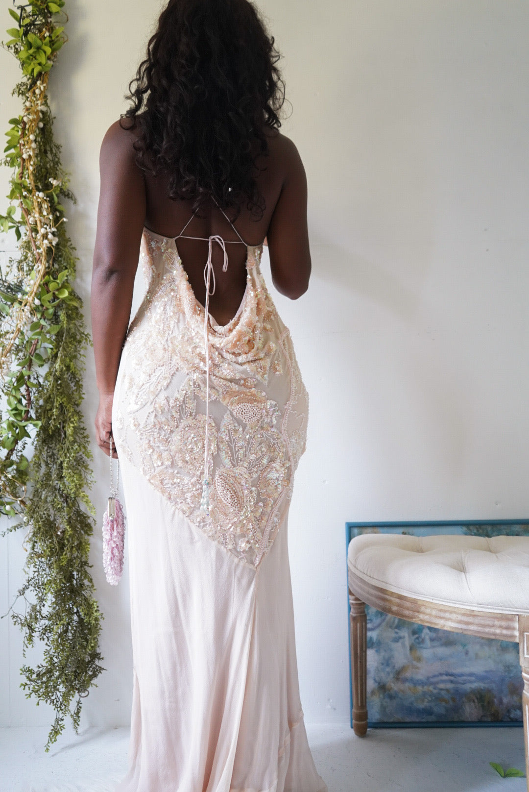 Pale Nude Reworked Handmade Silk Gown