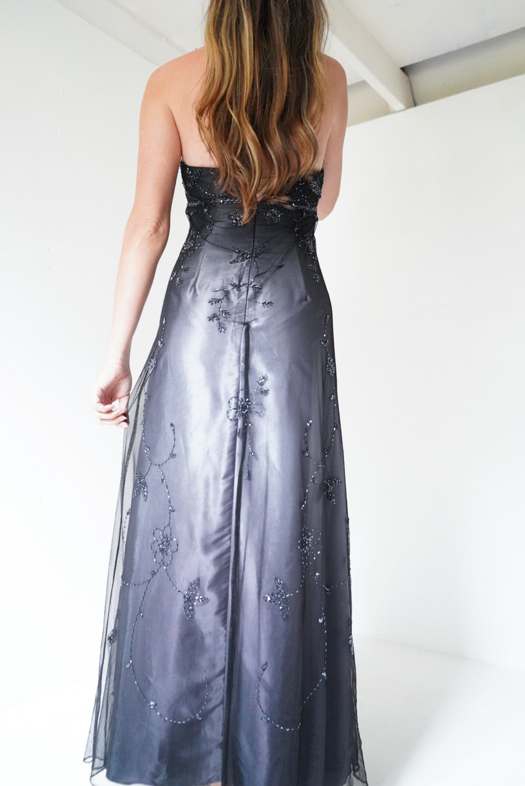 Y2k Beaded Split Front Halter Gradient Gown