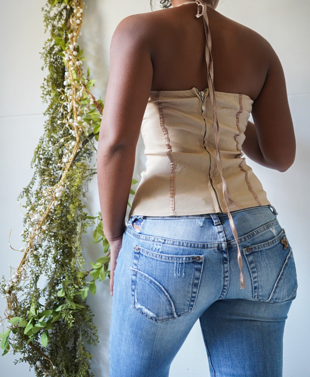 Ruffle Halter Bustier Top