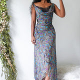 Vintage Y2K Leopard Floral Silk Dress (M)