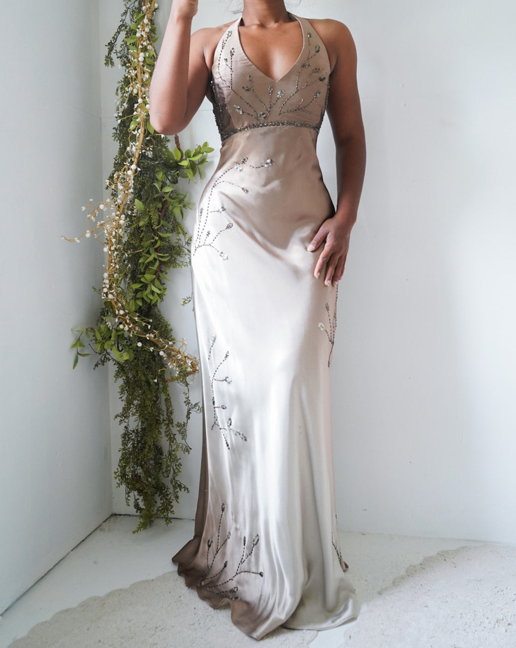 Rare Vintage Y2K Tan/Beige Halter Ombre Beaded Gown – Masha&Jlynn