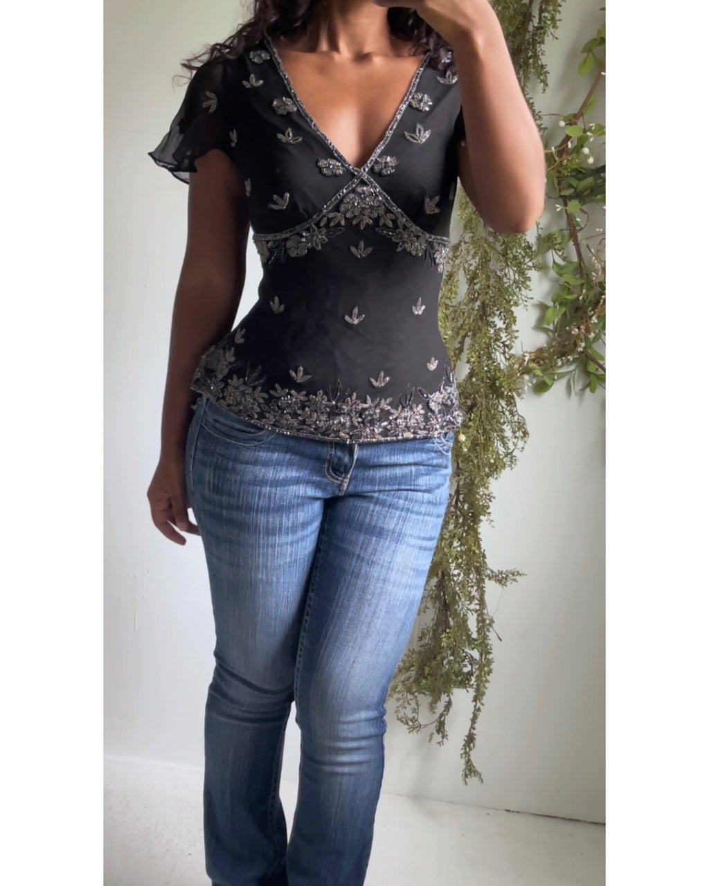 Y2K Beaded Silk Fairy Top