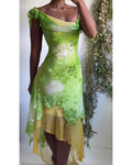 Rare Y2K Devore Silk Forest Fairy Dress