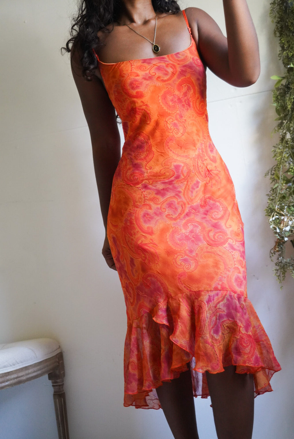 Y2K Sunset Paisley Slip Dress