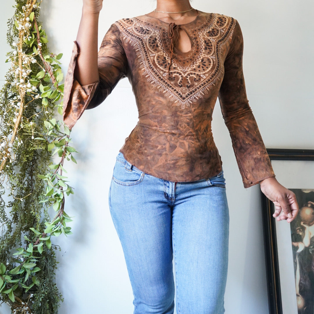 Tie Dye Boho Long Sleeve Top