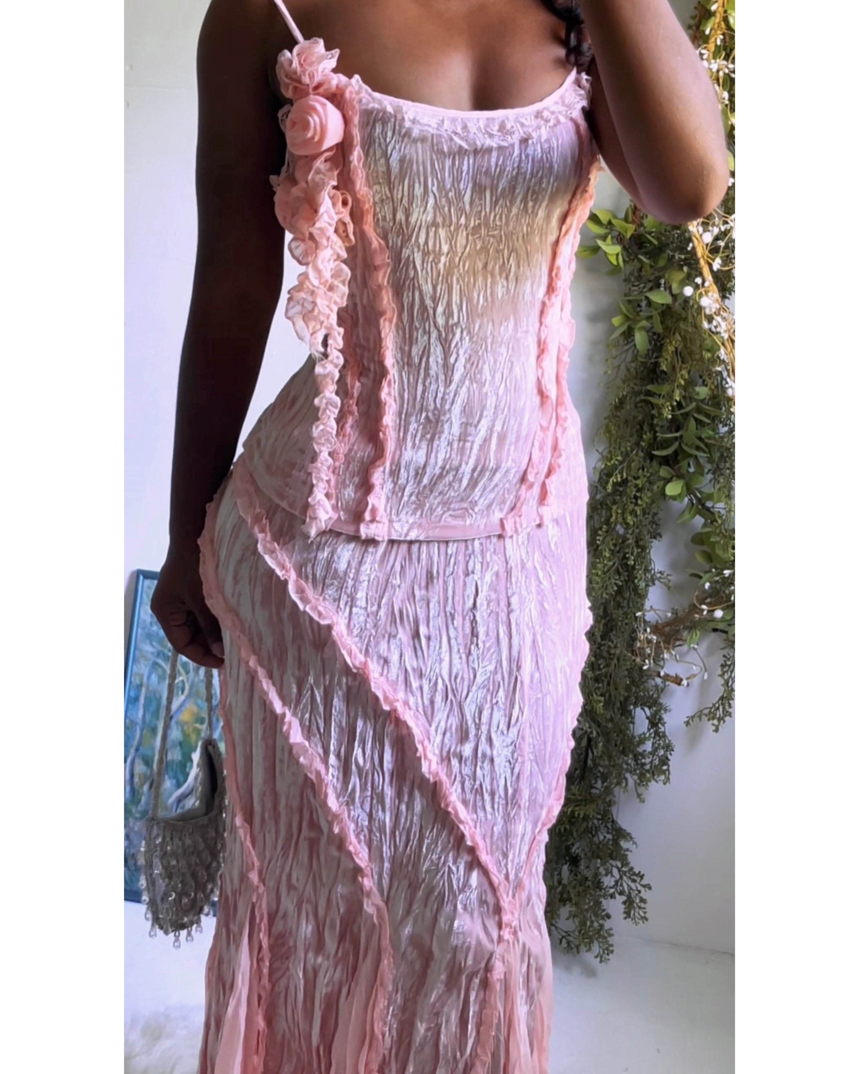 Rare Vintage Y2K Crushed Velvet 2 Piece Set
