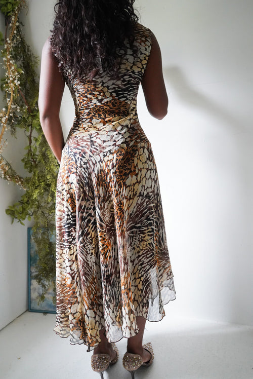 Y2K Animal Print Asymmetrical Hem Dress