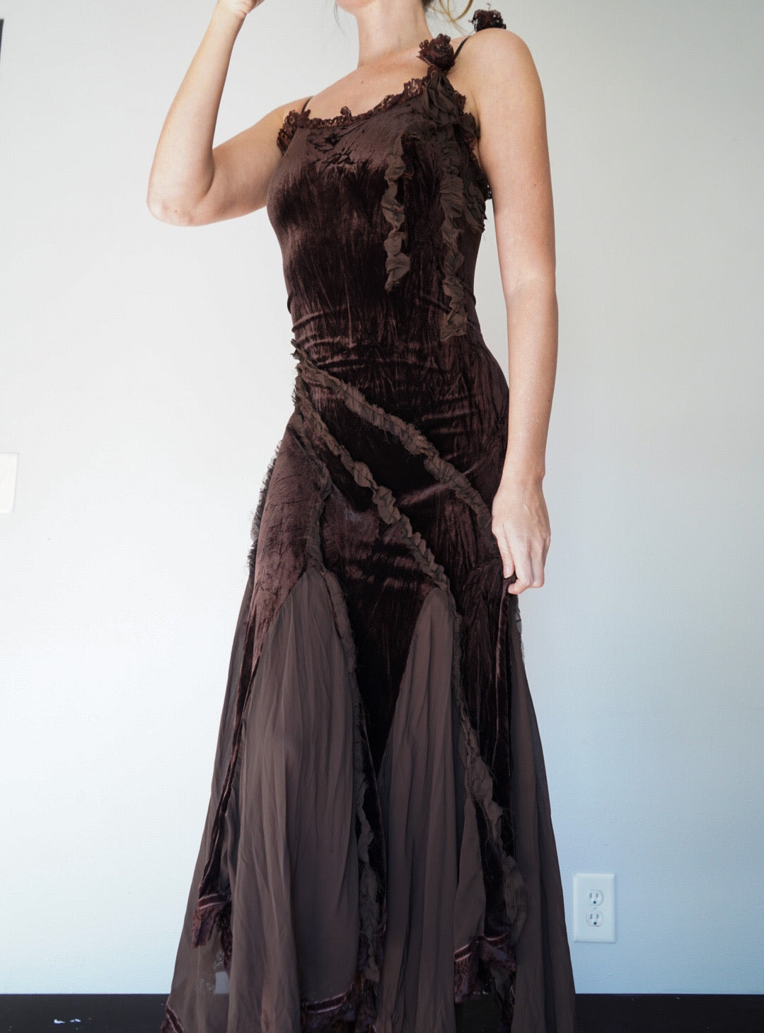 Y2k Brown Velvet Fairy Gown