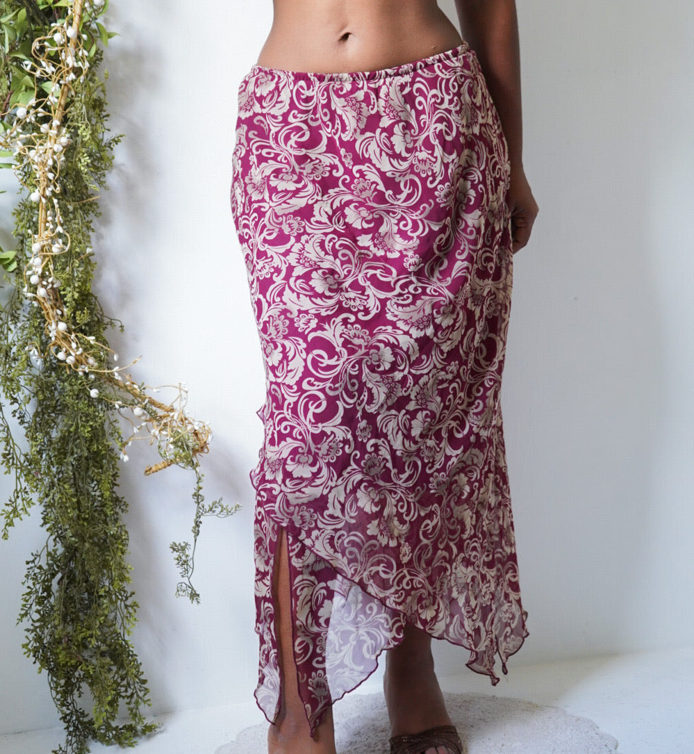 Vintage Y2K Wine and Tan Paisley Skirt
