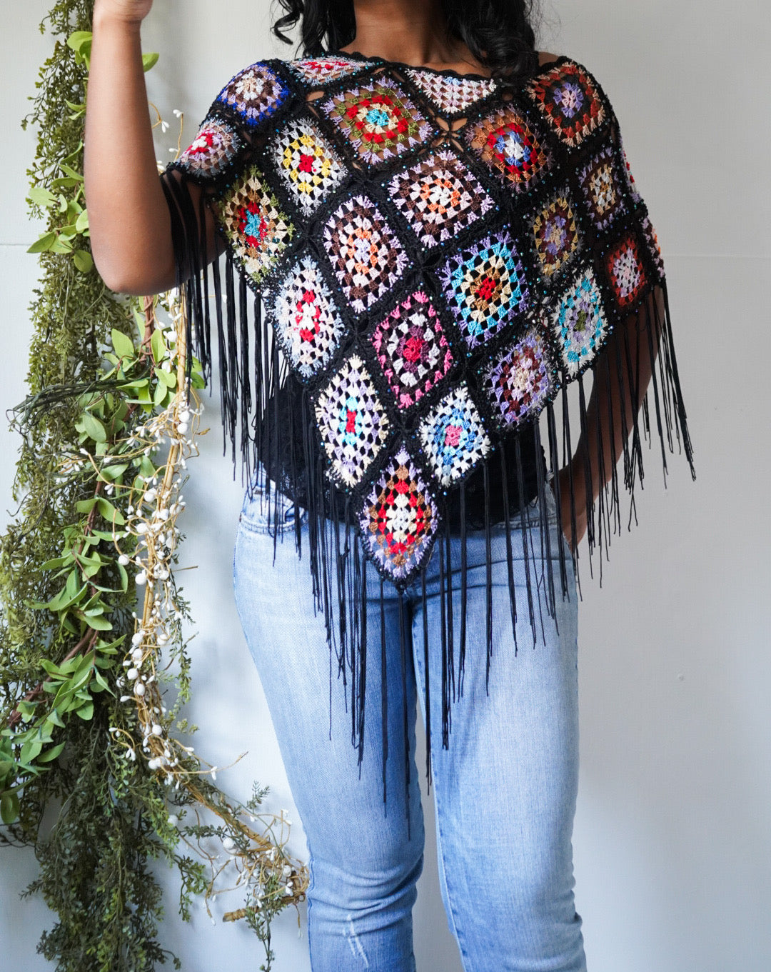 Y2K Crochet Beaded Poncho