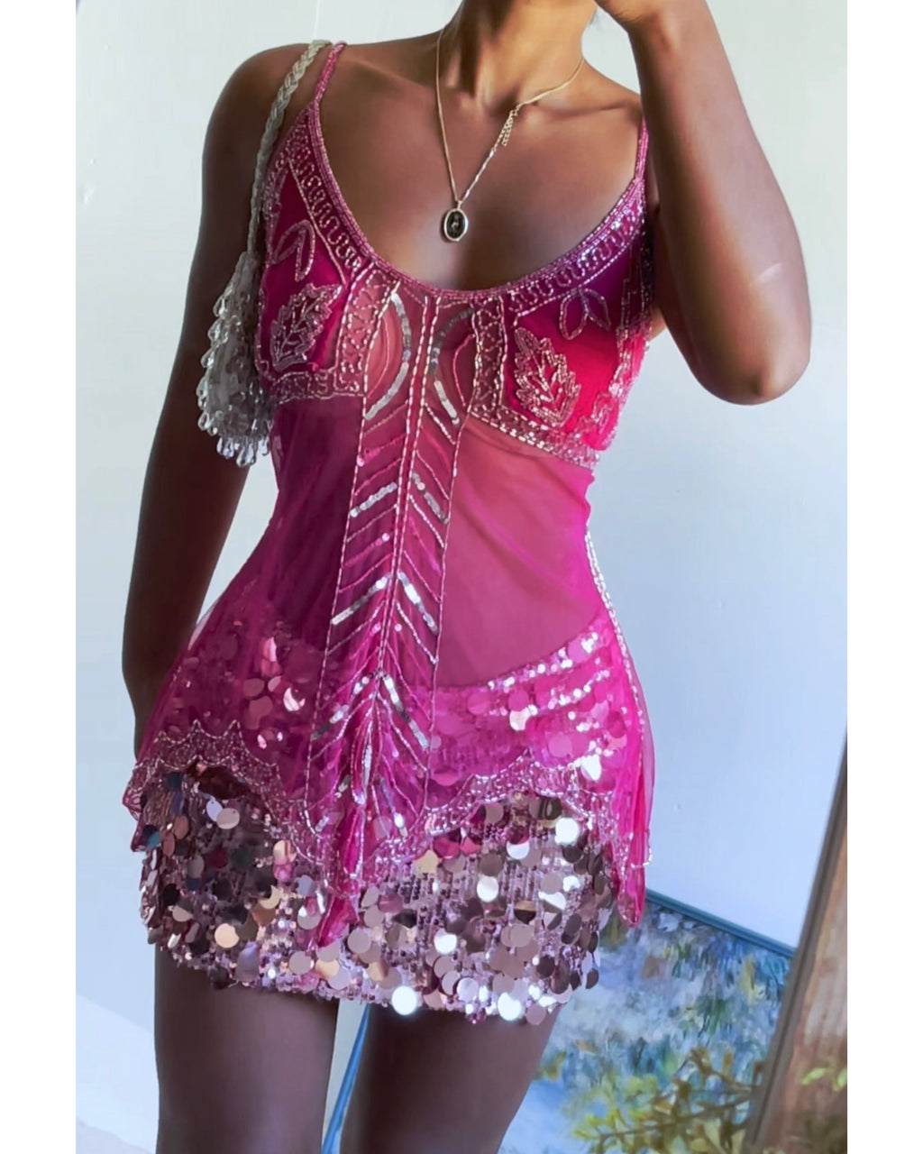 Fuchsia Beaded Fairy Cami