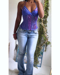 Indigo Silk Handmade Reworked Tie Back Top