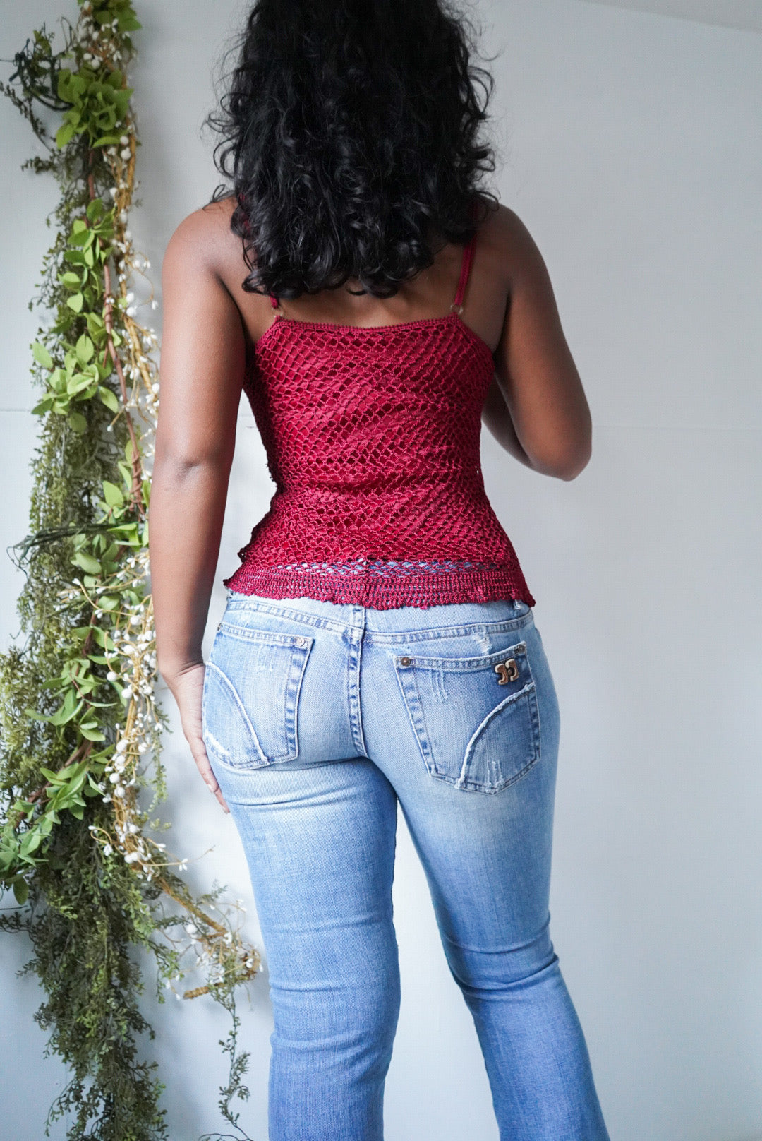Crimson Crochet Knit Cami