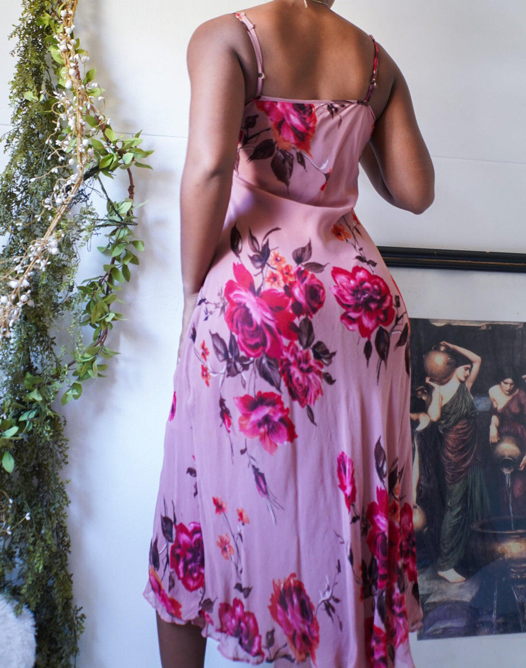 Mauve Rose Print Slip Dress