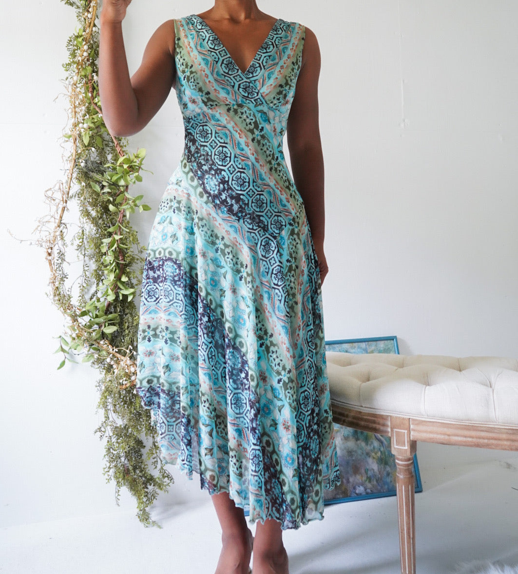Vintage Y2K Boho Fairy Midi Dress