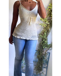 Y2K Cream Crochet Knit Cami