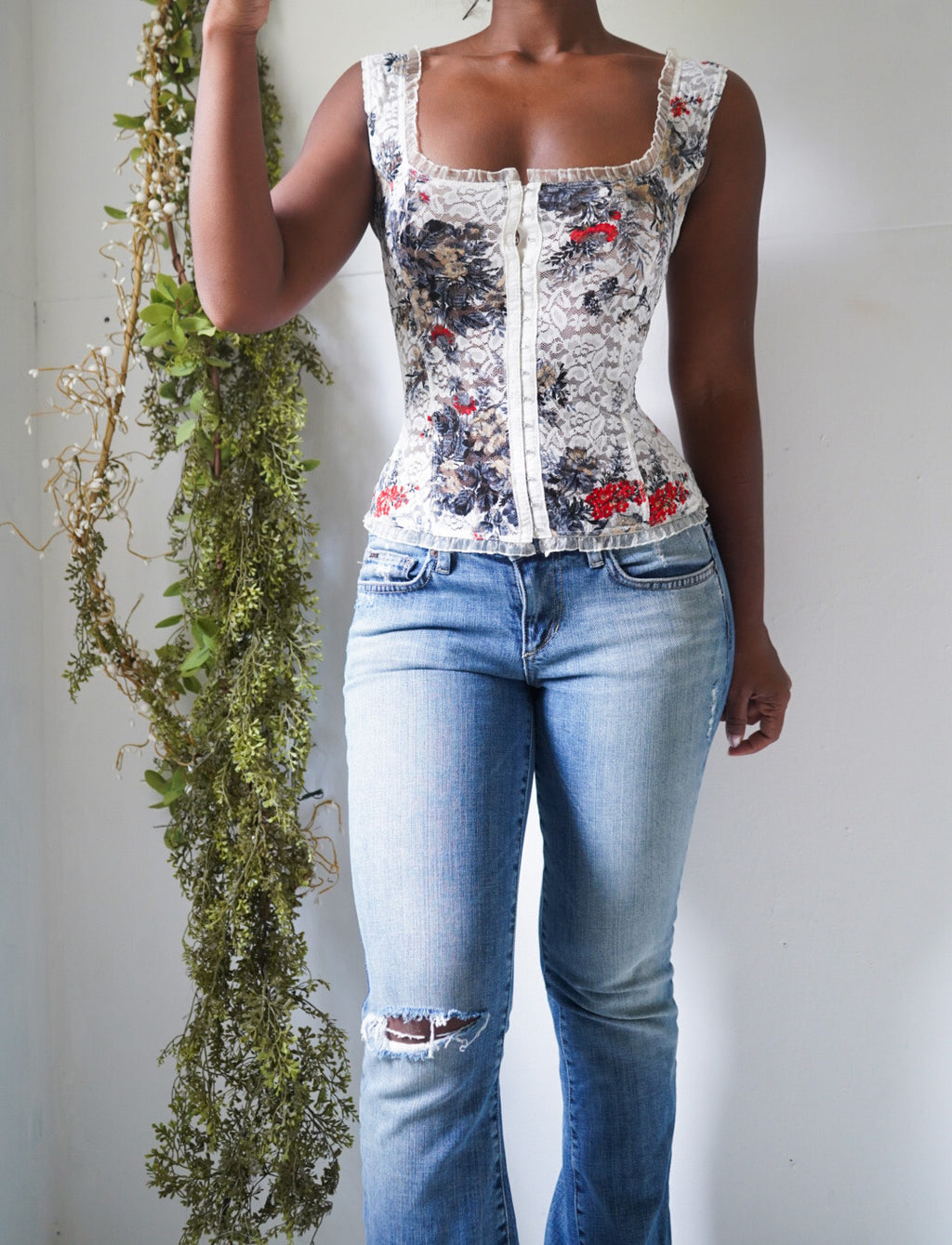 Y2K Lace Bustier Style Top