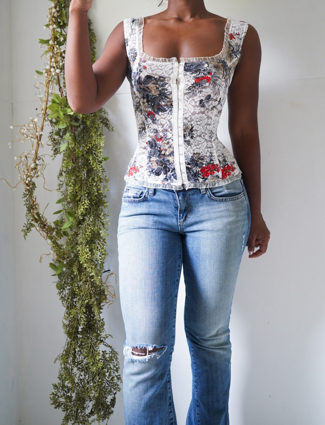 Y2K Lace Bustier Style Top