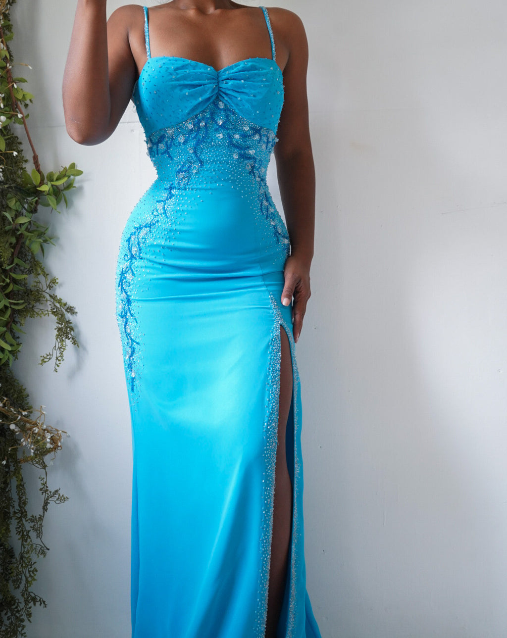 Y2K Turquoise Beaded Jasmine Gown