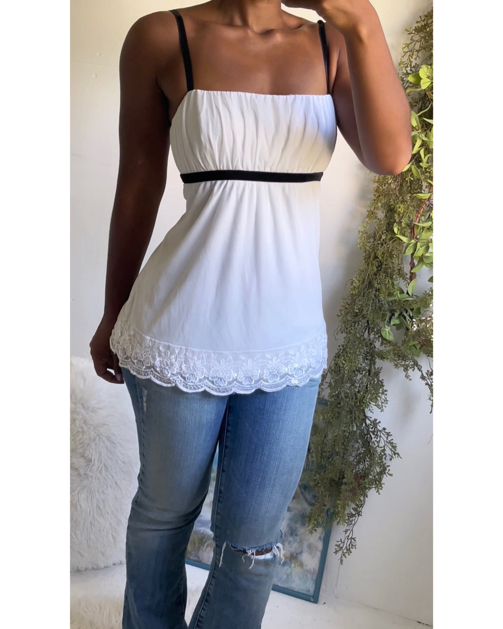 Y2K White Milkmaid Babydoll Top