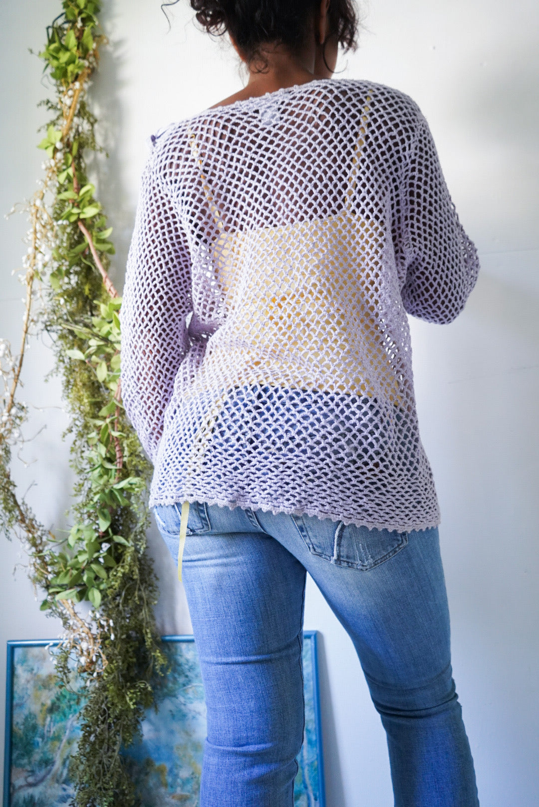 Y2K Lavender Crochet Knit Summer Cardigan