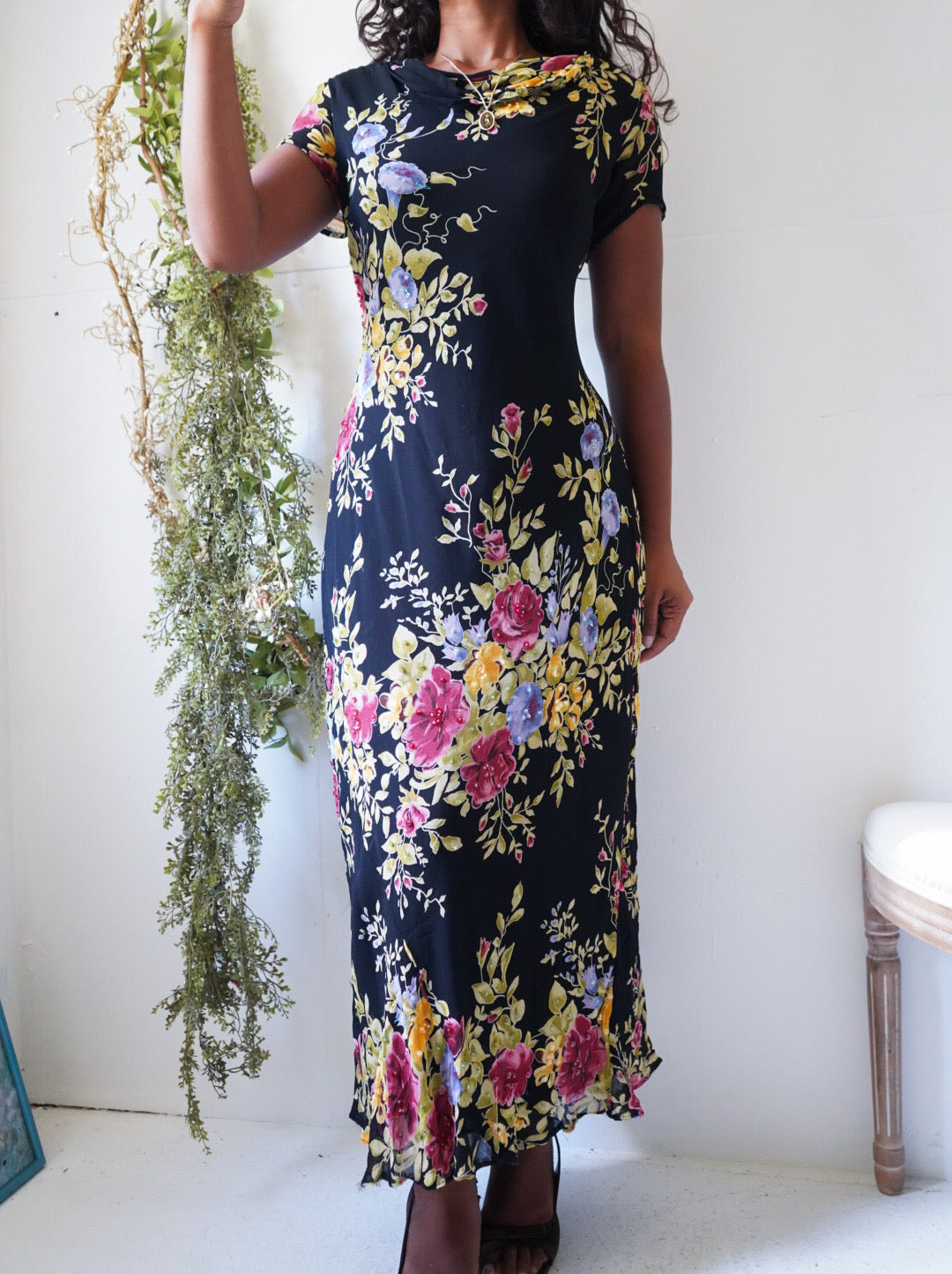 Y2K Garden Floral Bead Detail Dress
