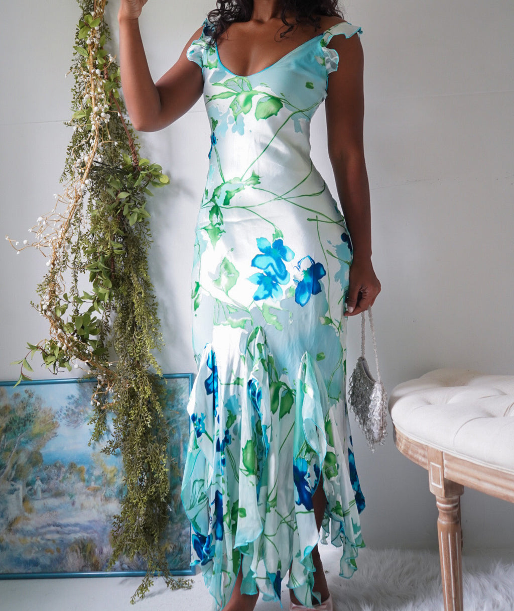 Rare Y2K Silk Blend Burnout Mermaid Gown
