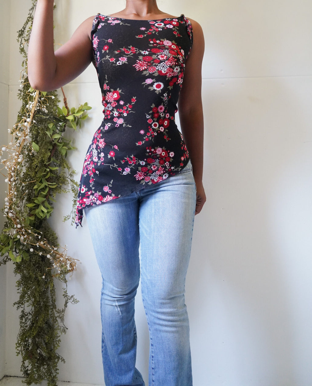 Y2K Mesh Boatneck Asymmetric Top