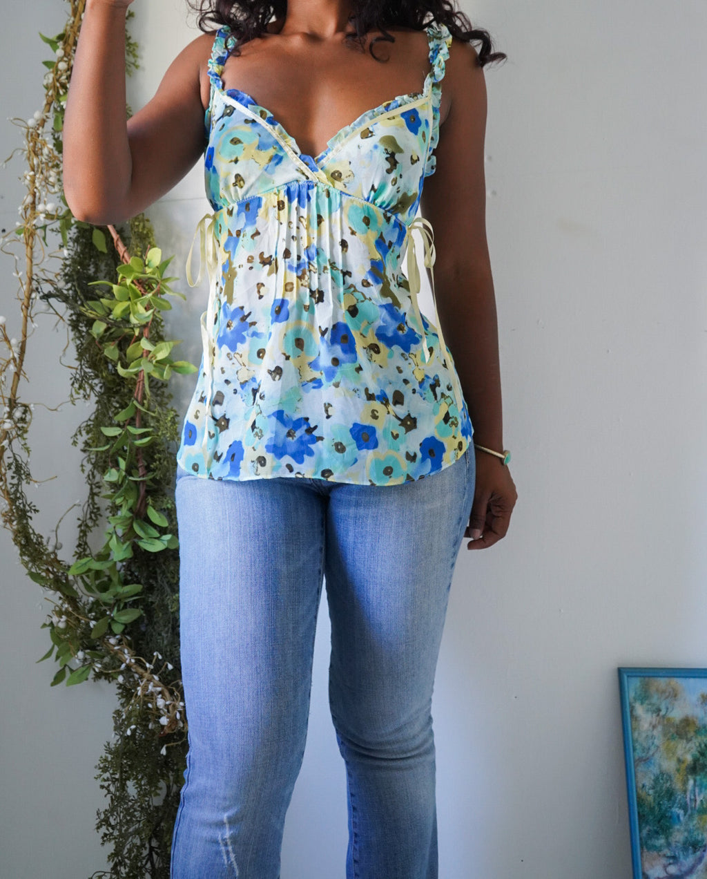 Y2K Watercolor Floral Babydoll Slip
