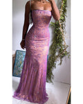 Rare Vintage Y2K Silk Beaded Strapless Gown