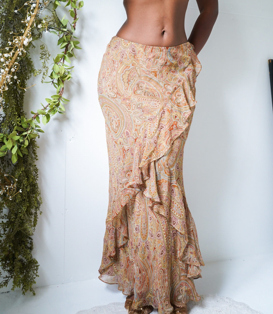 Ralph Lauren Y2K Paisley Silk Maxi Skirt