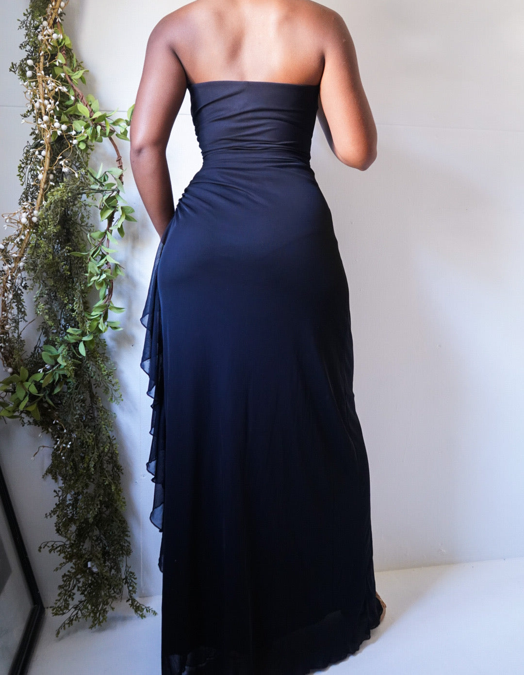 Strapless Ruffle Detail Gown