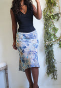 Y2K Beige and Blue Paisley Skirt