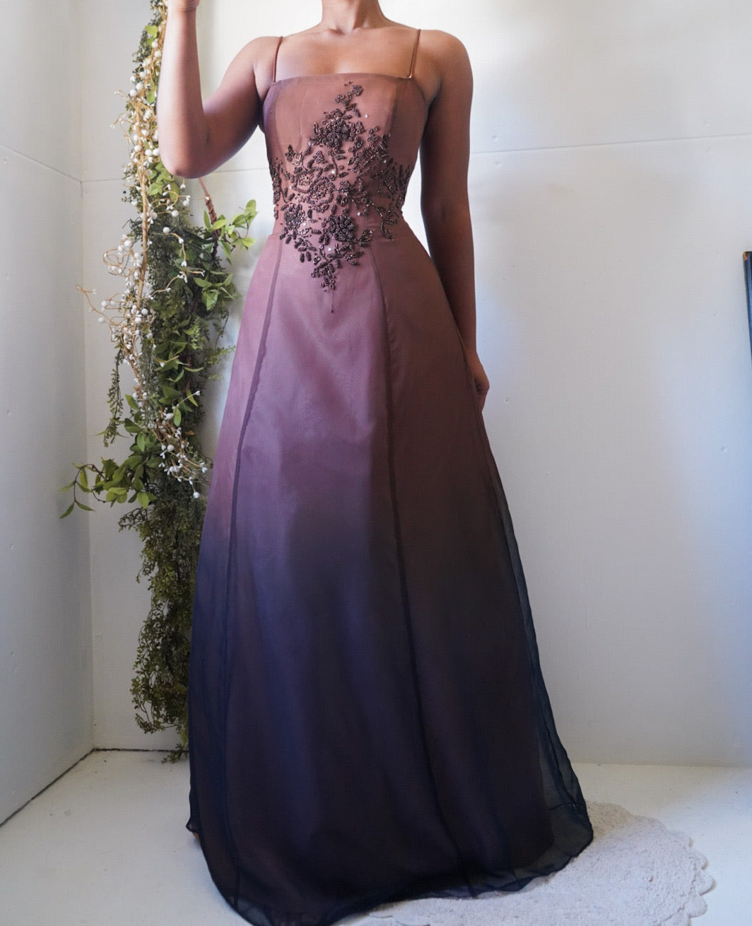 Vintage Y2K Brown to Navy Blue Ombre Gown