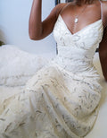 Rare Ivory Beaded Tulle Backless Gown