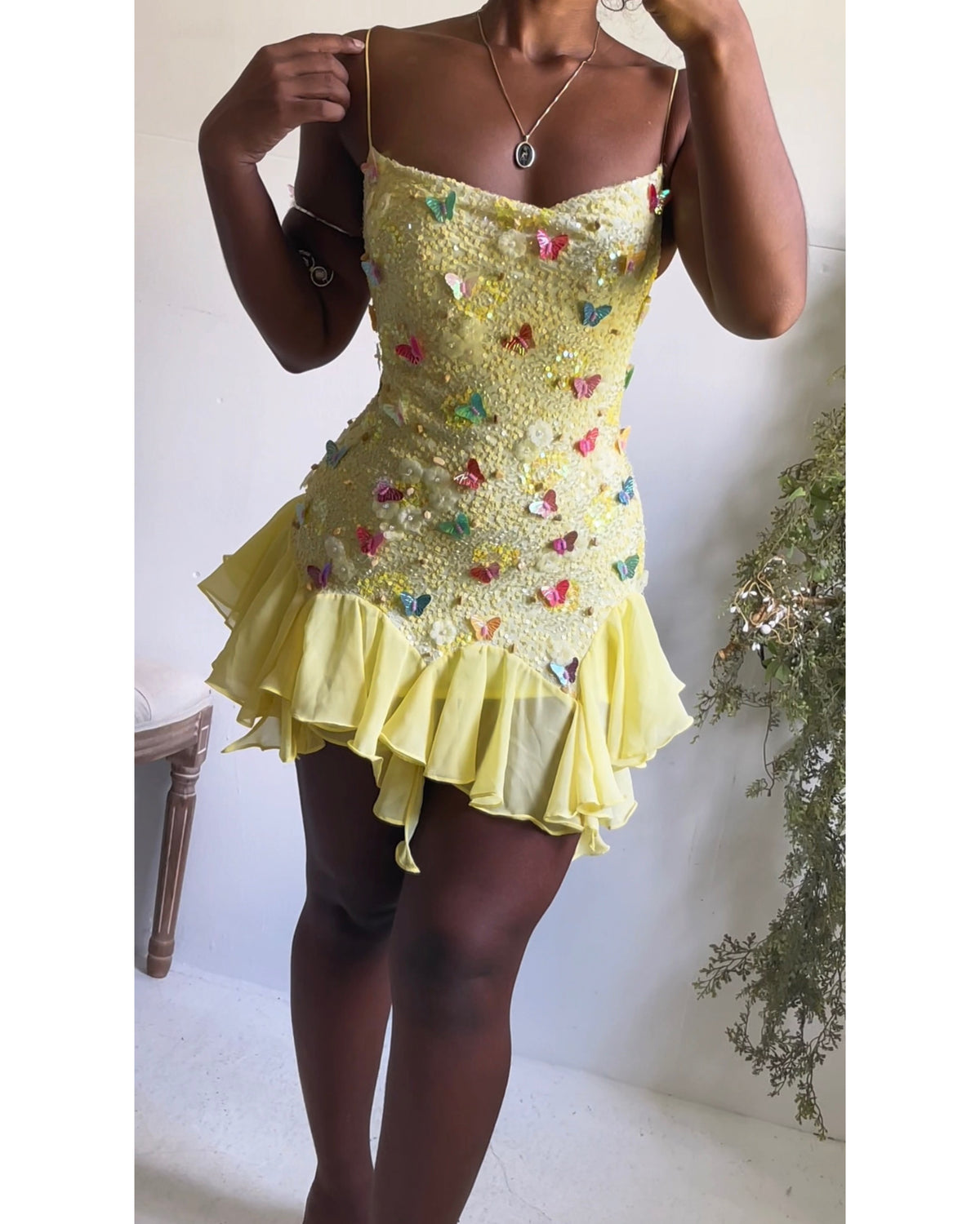 Y2K Yellow Fairy Reworked Handmade Mini Dress