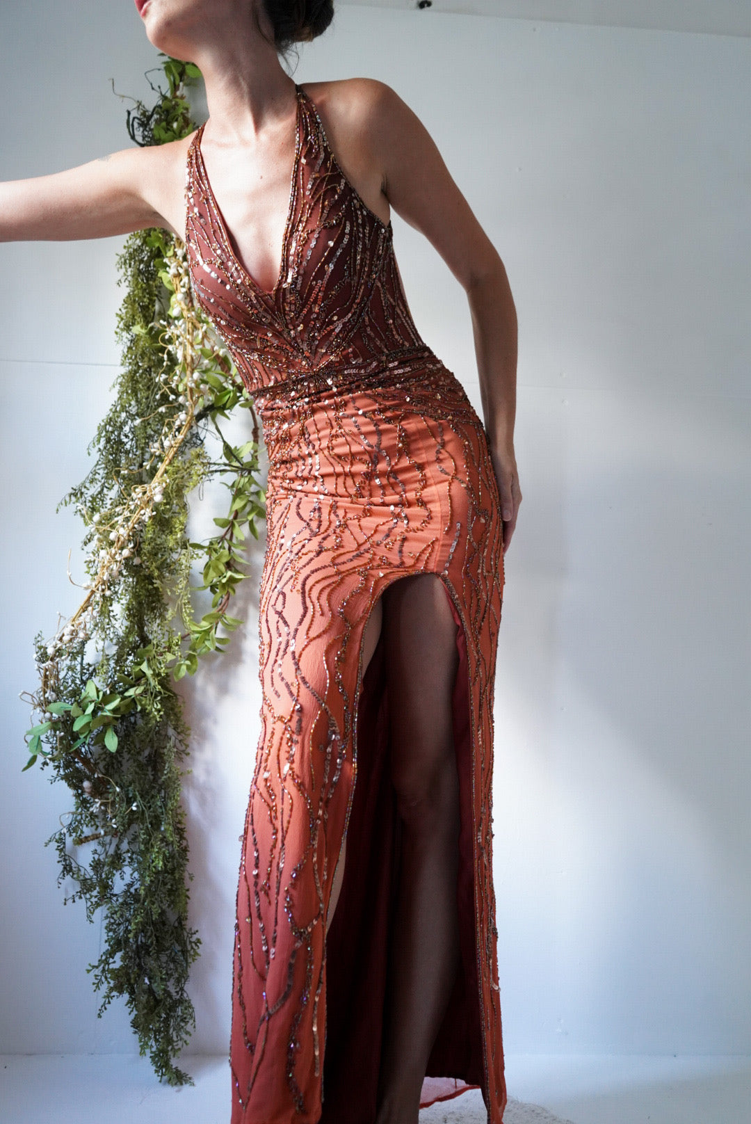 Y2k Beaded Ombre Backless Gown