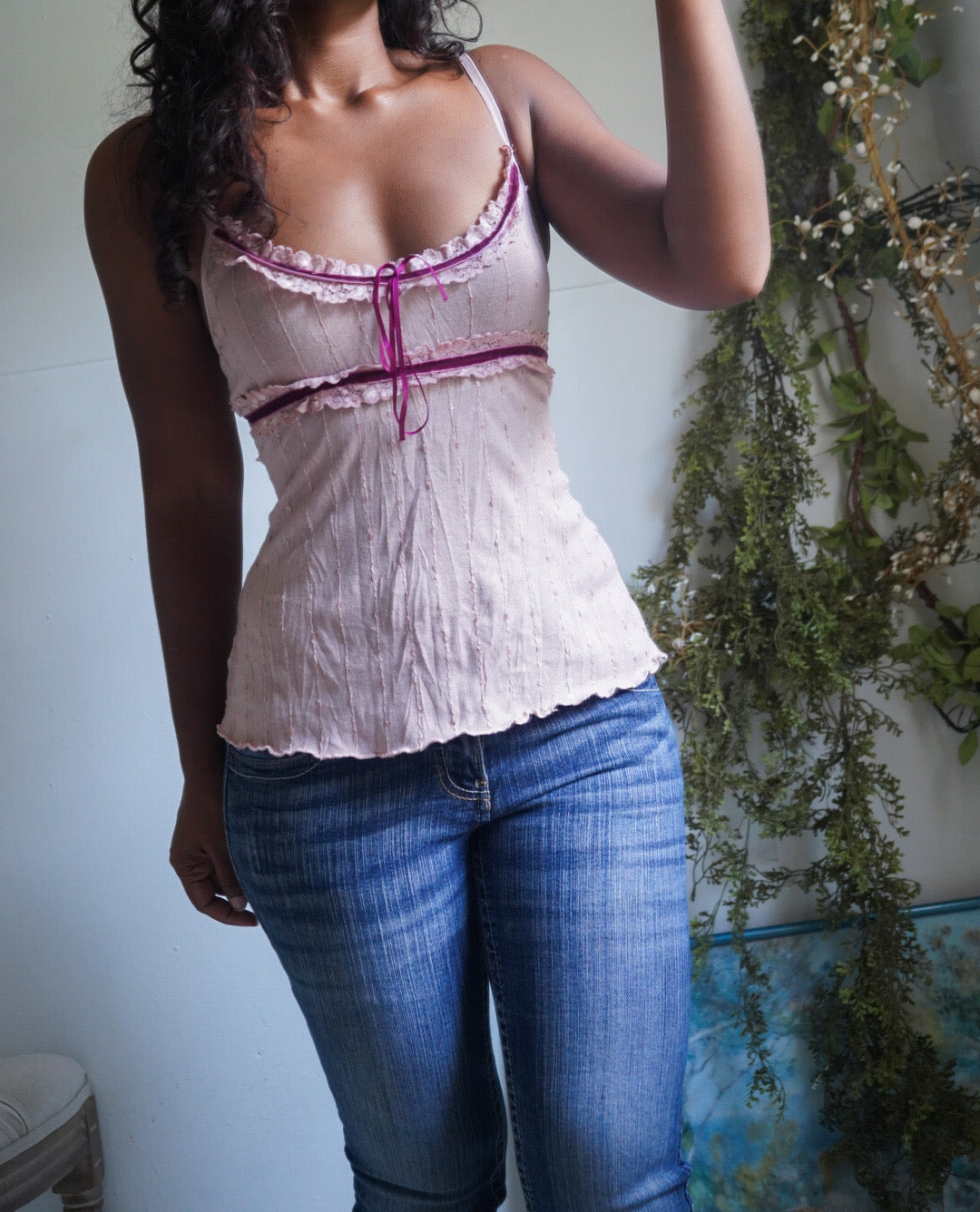 Y2K Dusty Mauve Romantic Coquette Cami