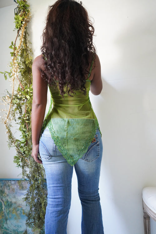 Handmade Beaded Bright Forest Green Fairy Top
